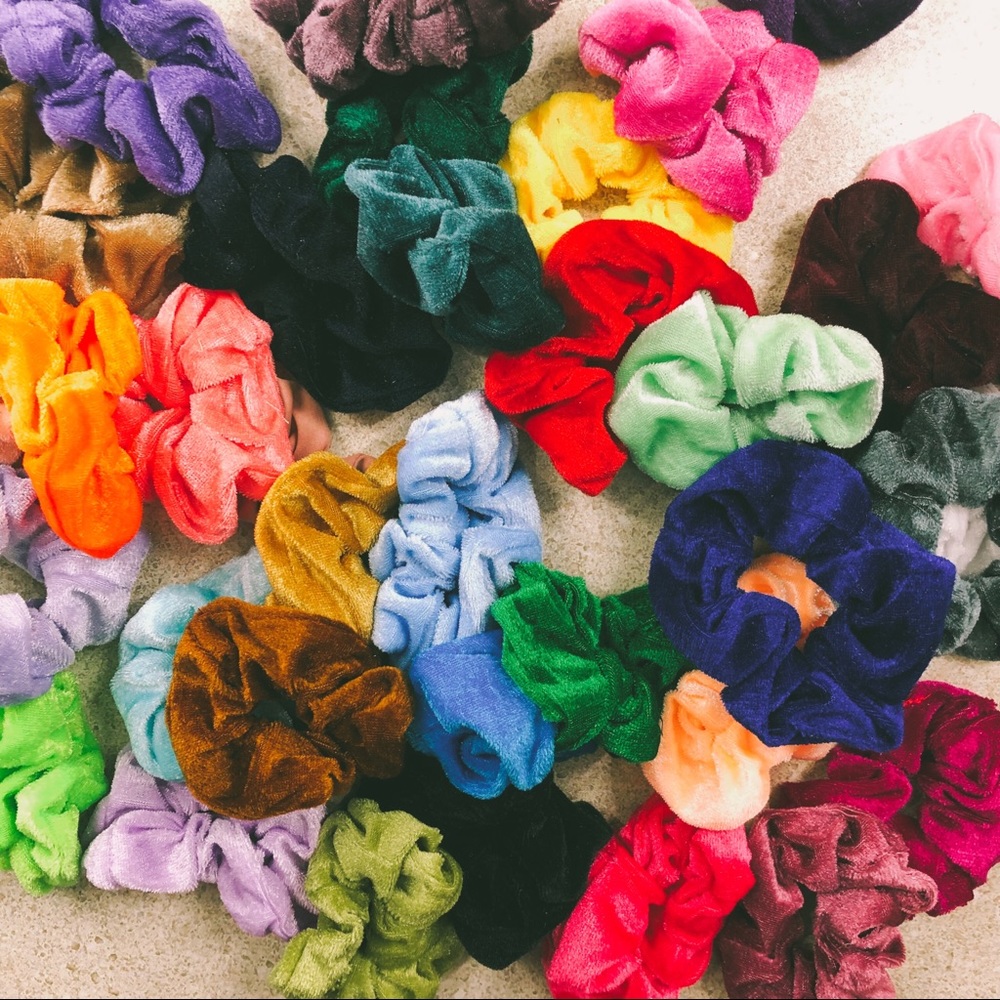 36 Velvety hair scrunchies!
